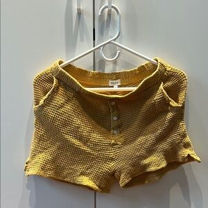 DONNI. Yellow Waffle Knit Shorts